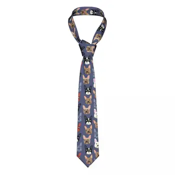 Francia Bulldog Kék Nyakkendőt a Férfiak a Nők Poliészter, 8 cm Nyakkendőt a Férfiak, Sovány, Széles, Öltönyök, Kiegészítők Nyakkendő Iroda