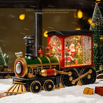 Karácsony Music Box Train Music Box Mikulás, Hóember Hópehely Kristálygömb Díszek Room Decor Gyermekek Karácsonyi Ajándék Játék