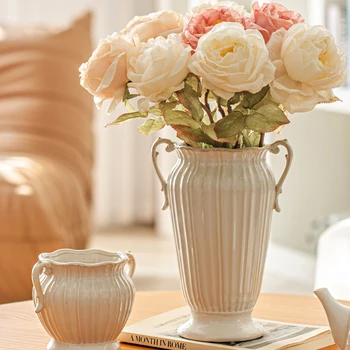 Kerámia Váza, Dekoráció, Virágkötészet Rózsa Vizet, Kultúra, Friss Virágot Retro Fehér Amerikai Stílus