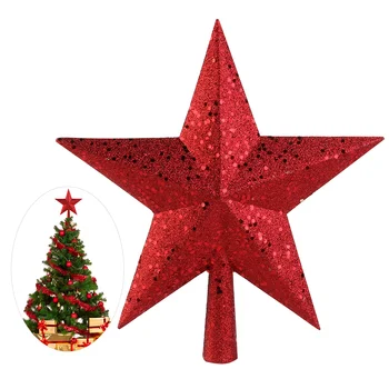 NICEXMAS hüvelyk Kincsek Piros Csillámos Mini Csillag karácsonyfa Topper