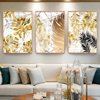 Skandináv stílusú Golden leaf vászon festmény plakátokat nyomtatni, modern dekoráció wall art képek nappali, hálószoba, ebédlő